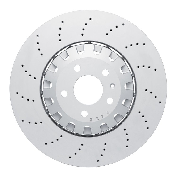 Hi-Carbon Alloy Geomet-Coated Drilled Rotor, Fits Select Audi/Porsche/Volkswagen, Position: Front