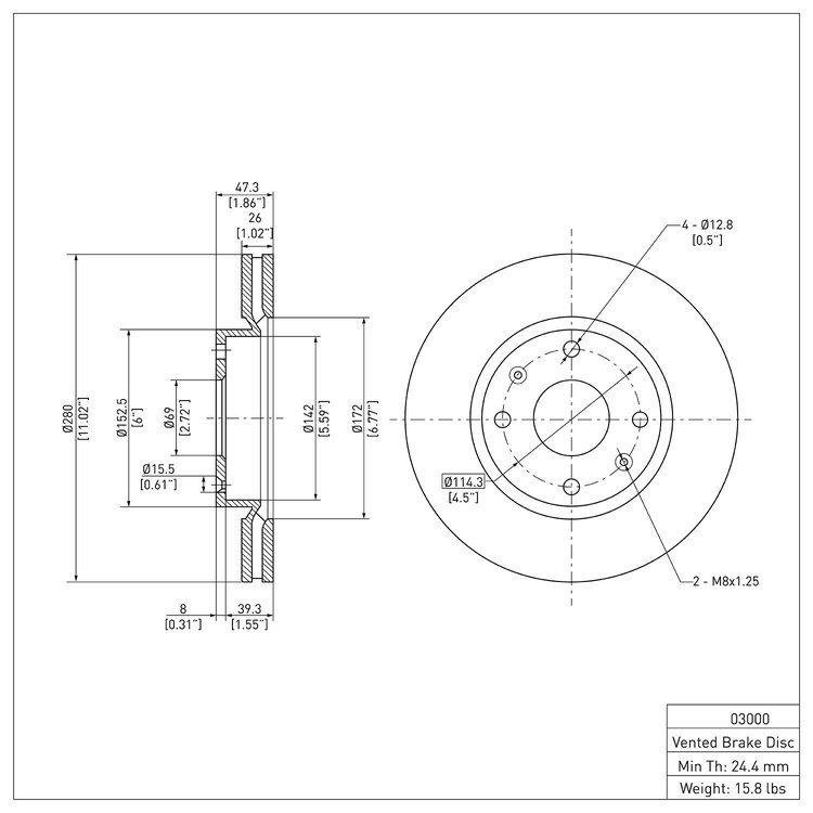 GeoSpec-Coated Rotor, 2002-2006 Kia/Hyundai/Genesis, Position: Front