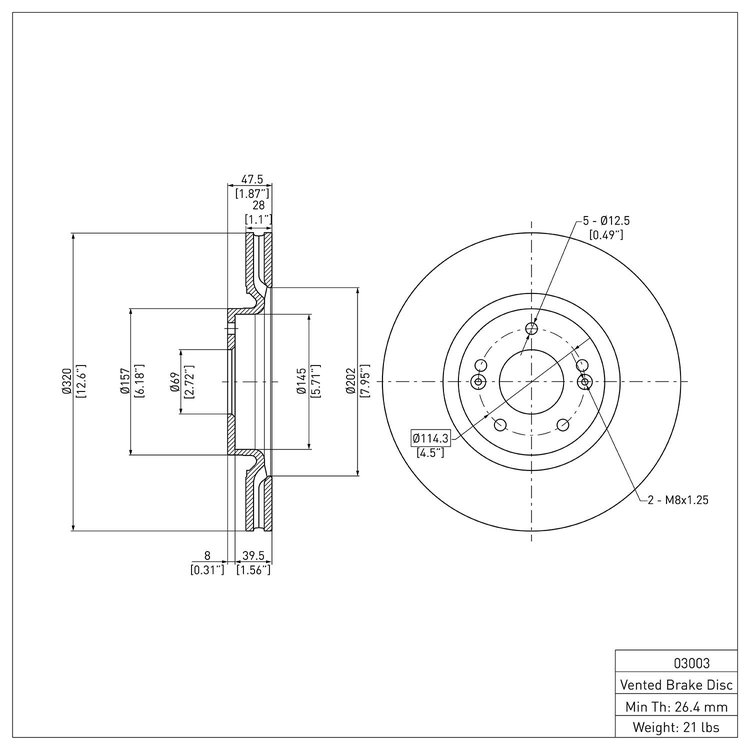 GeoSpec-Coated Rotor, Fits Select Kia/Hyundai/Genesis, Position: Front