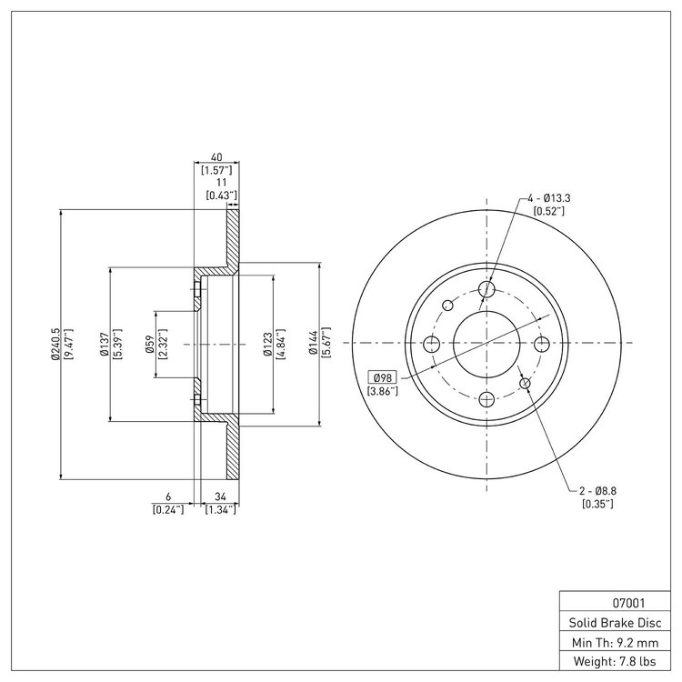 GeoSpec-Coated Rotor, 2009-2019 Mopar, Position: Rear