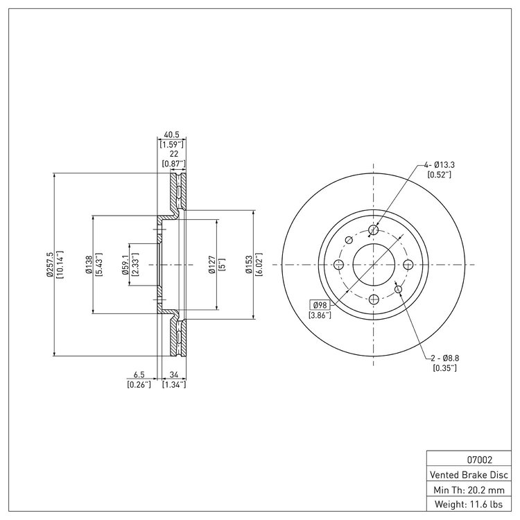 GeoSpec-Coated Rotor, 2009-2019 Mopar, Position: Front