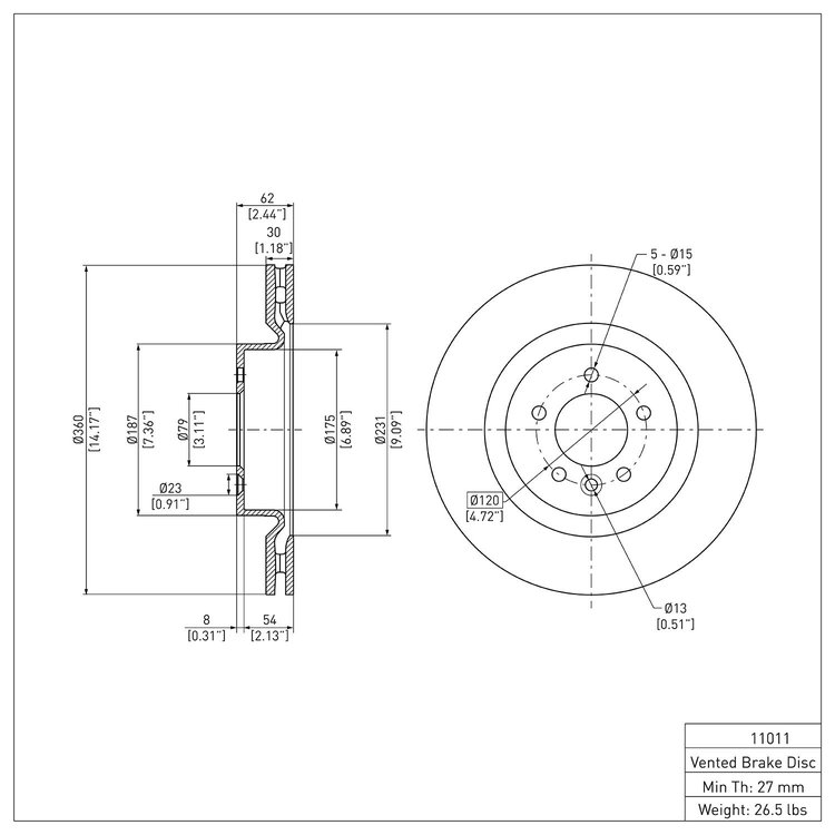 GeoSpec-Coated Rotor, 2006-2017 Land Rover, Position: Front