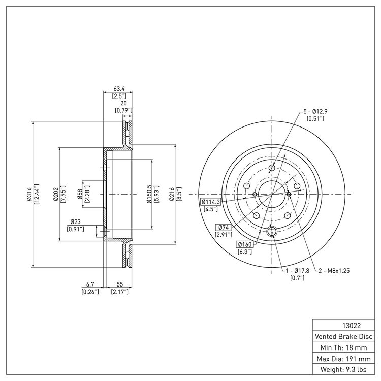GeoSpec-Coated Rotor, 2008-2020 Subaru, Position: Rear