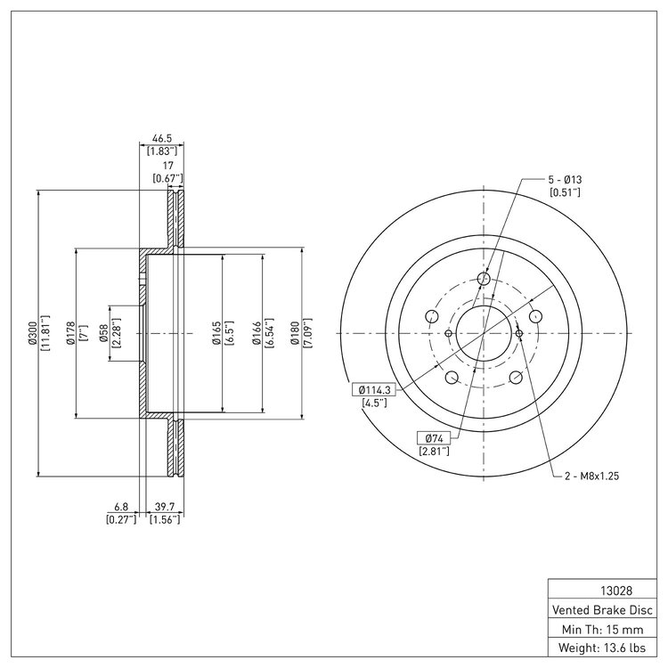 GeoSpec-Coated Rotor, Fits Select Subaru, Position: Rear