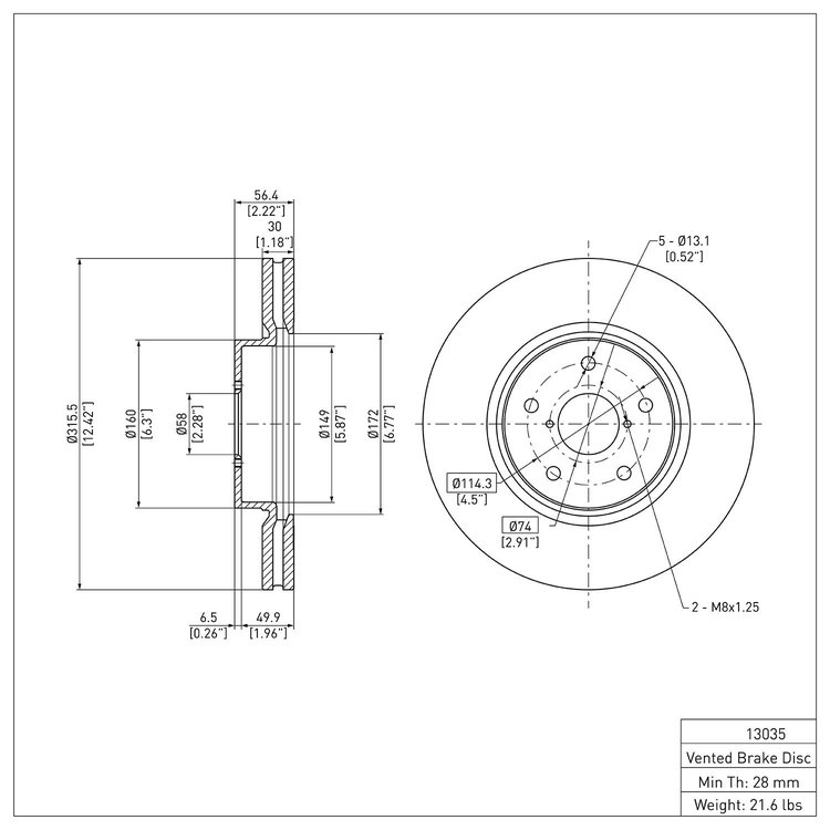GeoSpec-Coated Rotor, 2006-2021 Subaru, Position: Front