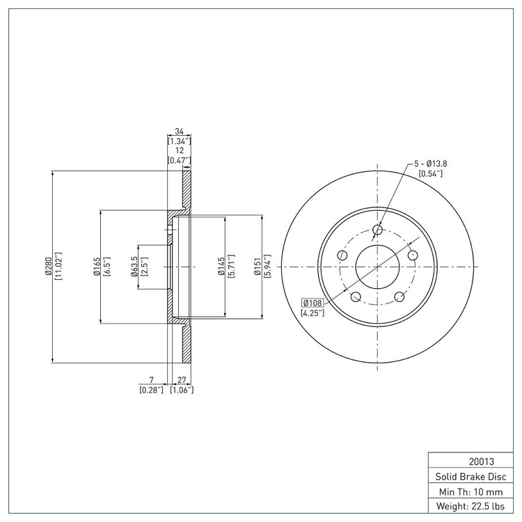 GeoSpec-Coated Rotor, 2001-2008 Fits Multiple Makes/Models, Position: Rear