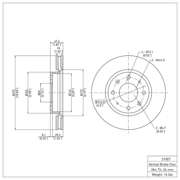 GeoSpec-Coated Rotor, 2004-2009 Kia/Hyundai/Genesis, Position: Front