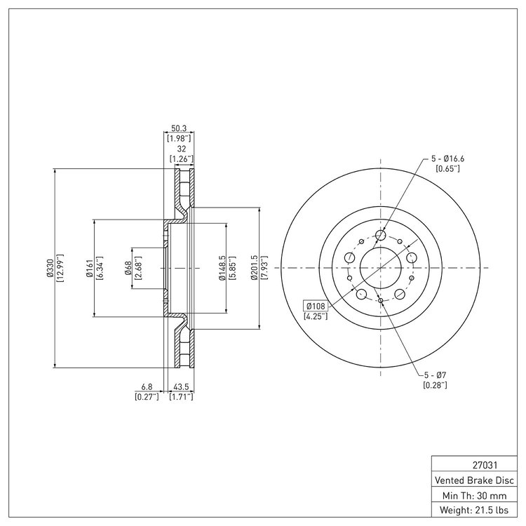GeoSpec-Coated Rotor, 2004-2007 Volvo, Position: Front