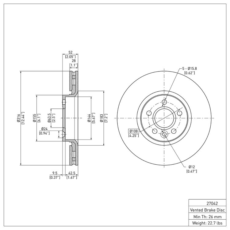 GeoSpec-Coated Rotor, 2007-2018 Fits Multiple Makes/Models, Position: Front