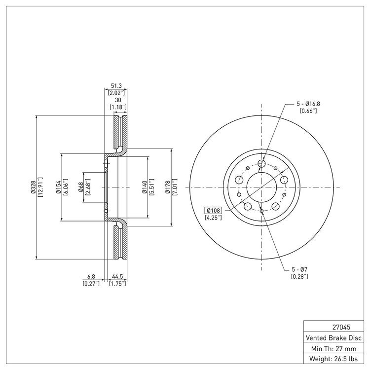 GeoSpec-Coated Rotor, 2003-2014 Volvo, Position: Front
