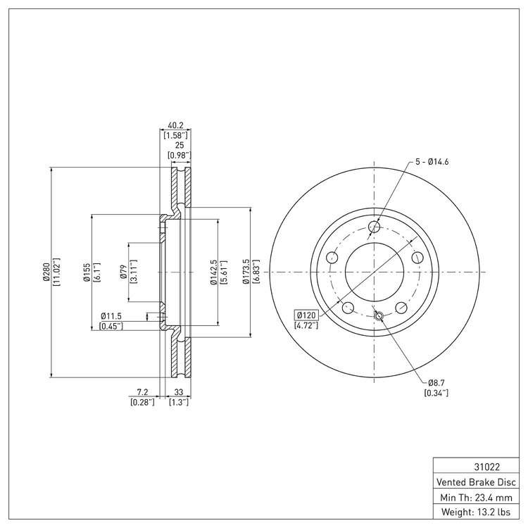 GeoSpec-Coated Rotor, 1988-1991 BMW, Position: Front