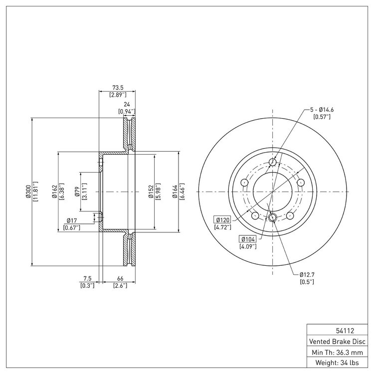 GeoSpec-Coated Rotor, 2006-2013 BMW, Position: Front