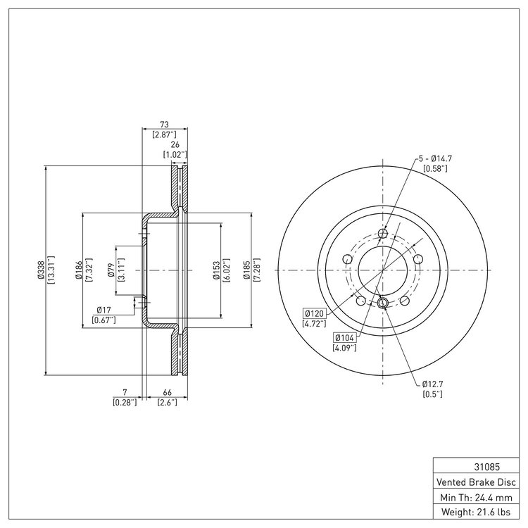 GeoSpec-Coated Rotor, 2006-2013 BMW, Position: Front