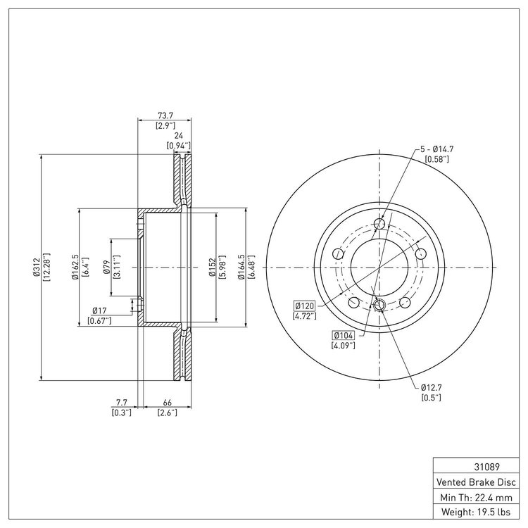 GeoSpec-Coated Rotor, 2007-2021 BMW, Position: Front