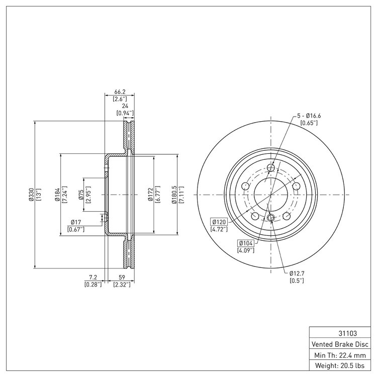 GeoSpec-Coated Rotor, 2011-2016 BMW, Position: Front