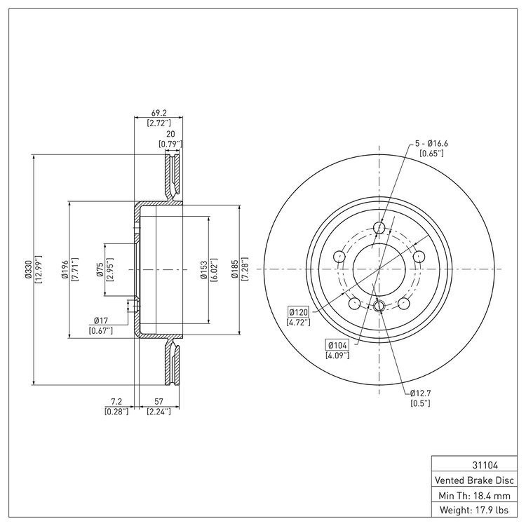 GeoSpec-Coated Rotor, 2011-2016 BMW, Position: Rear