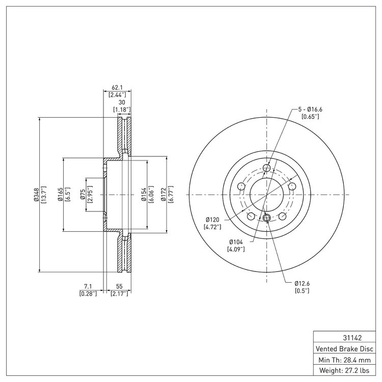 GeoSpec-Coated Rotor, 2007-2018 BMW, Position: Front