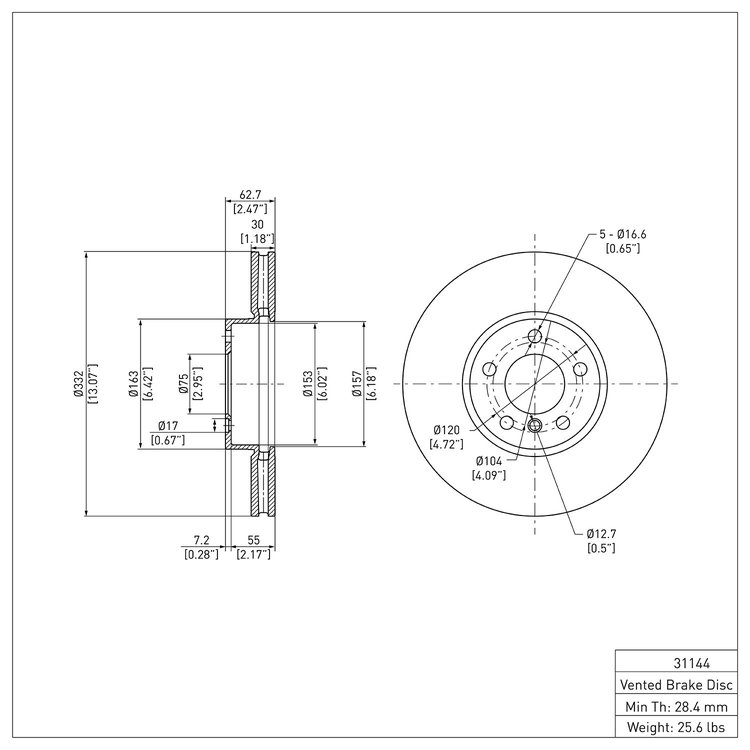 GeoSpec-Coated Rotor, 2007-2019 BMW, Position: Front