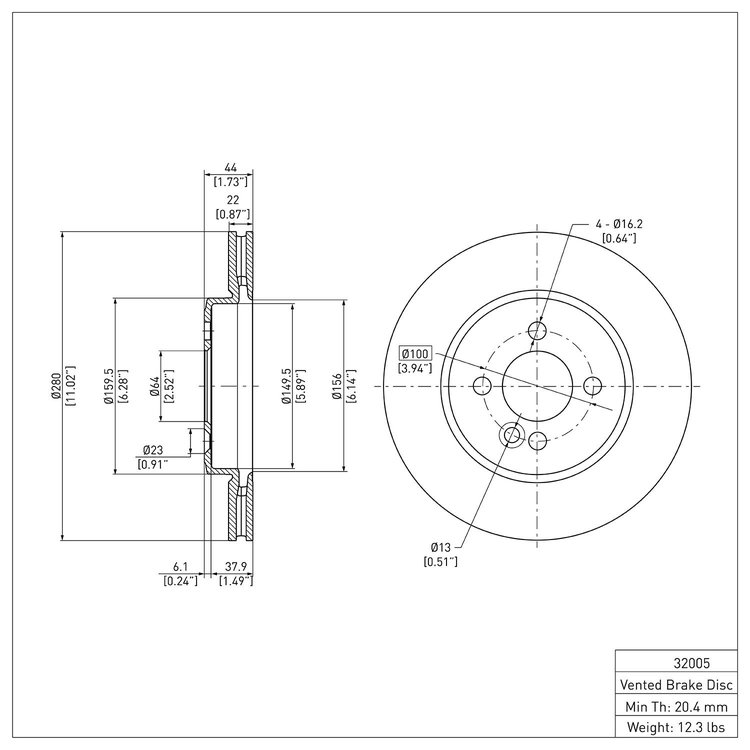 GeoSpec-Coated Rotor, 2007-2015 Mini, Position: Front