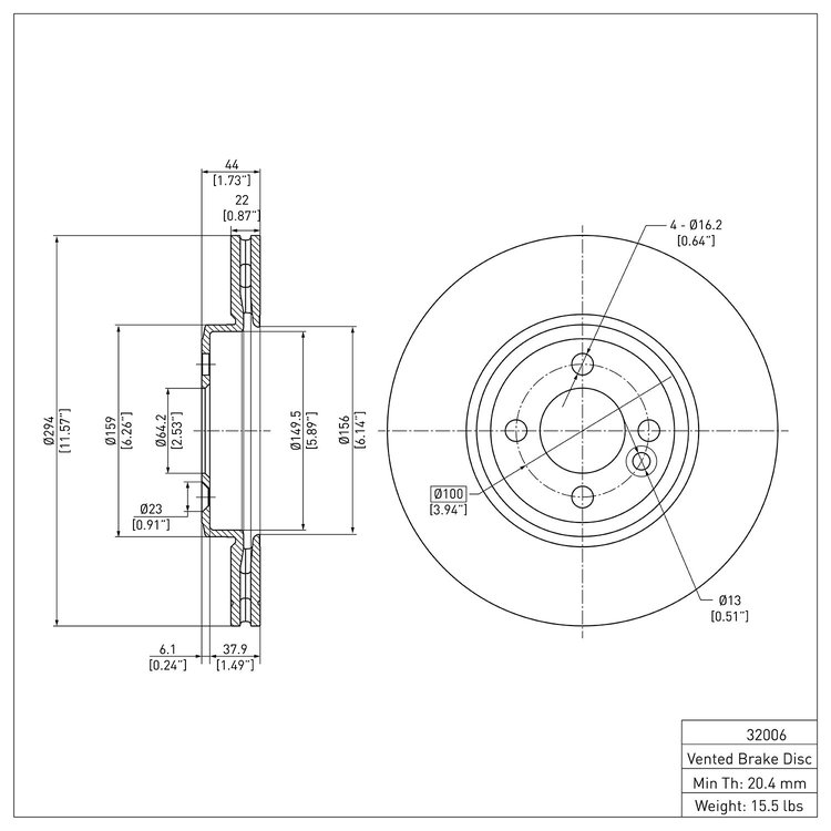 GeoSpec-Coated Rotor, 2007-2015 Mini, Position: Front