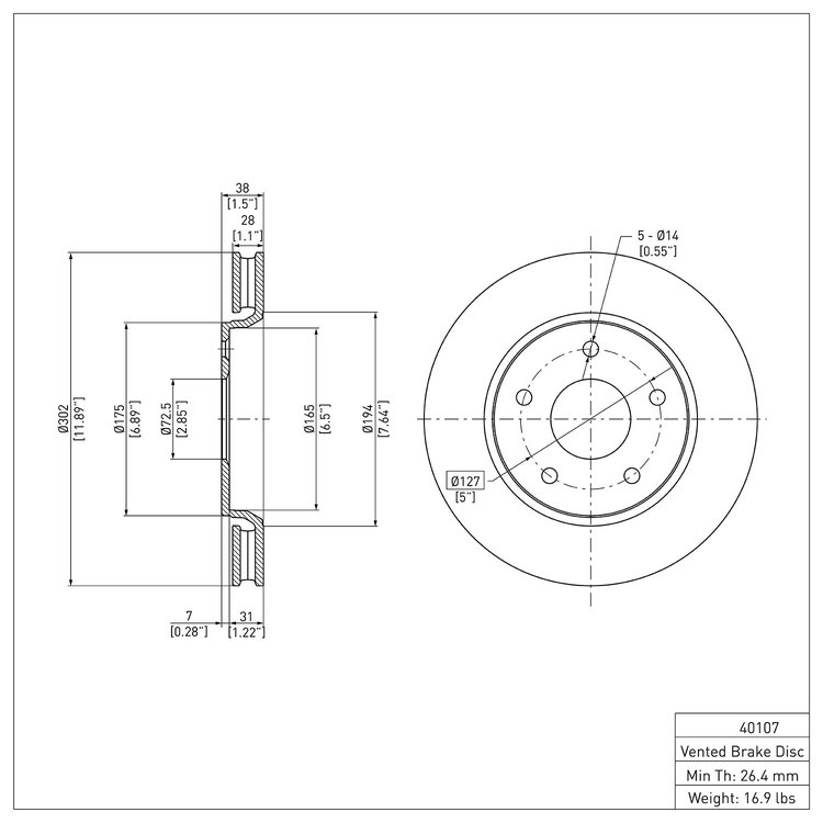 GeoSpec-Coated Rotor, 2008-2016 Fits Multiple Makes/Models, Position: Front