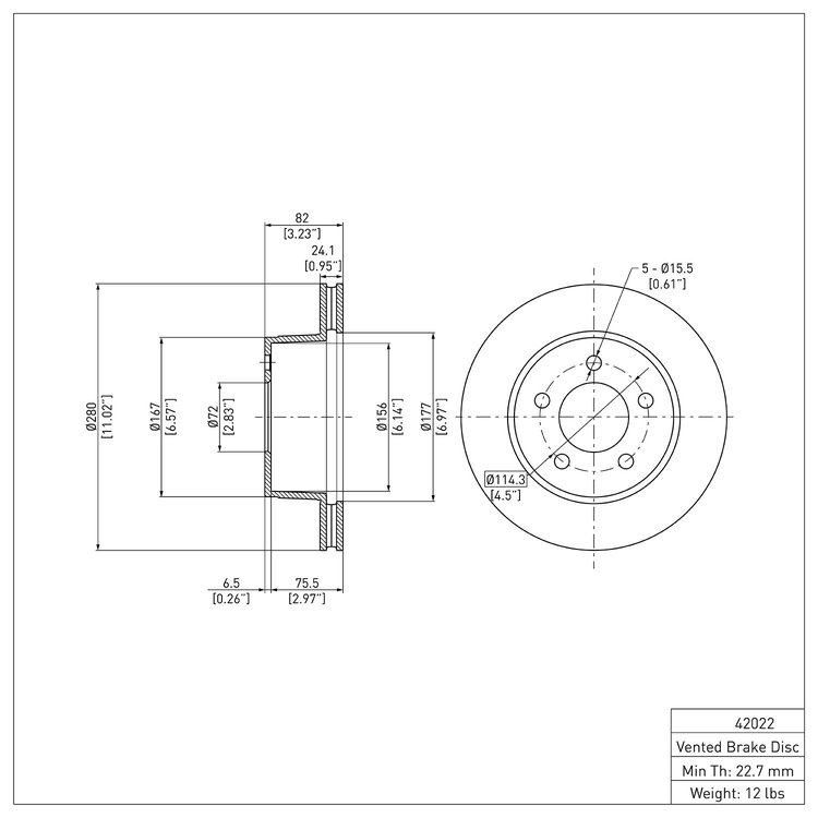 GeoSpec-Coated Rotor, 1990-1999 Mopar, Position: Front