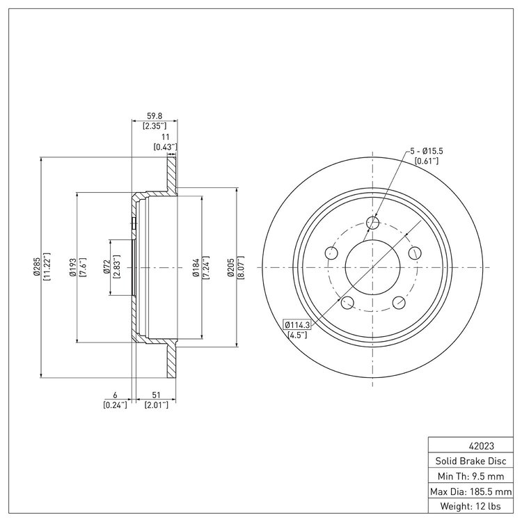 GeoSpec-Coated Rotor, 1993-1998 Mopar, Position: Rear