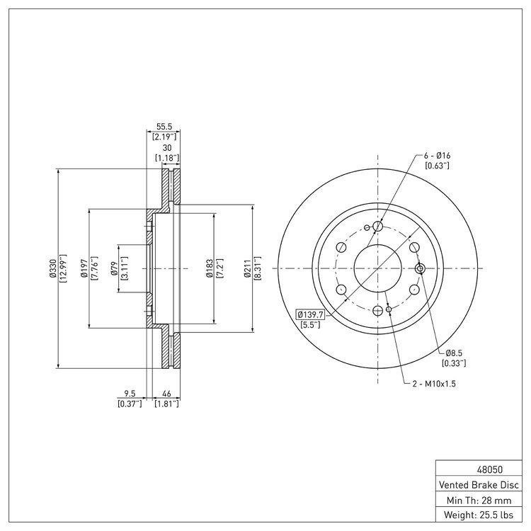 GeoSpec-Coated Rotor, 2005-2020 GM, Position: Front