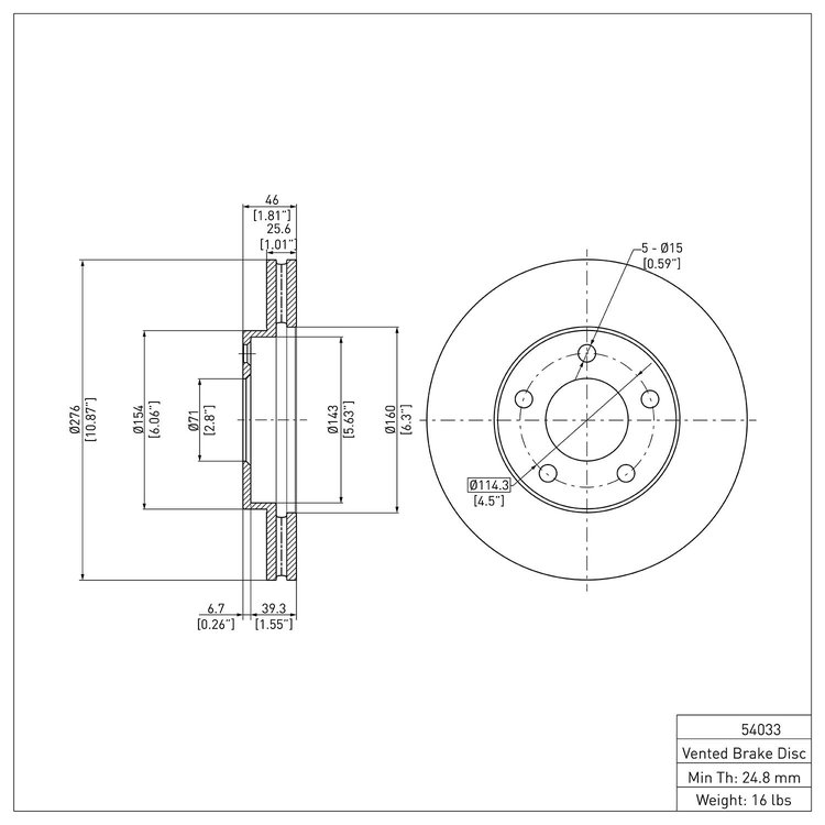 GeoSpec-Coated Rotor, 1994-2004 Ford/Lincoln/Mercury/Mazda, Position: Front