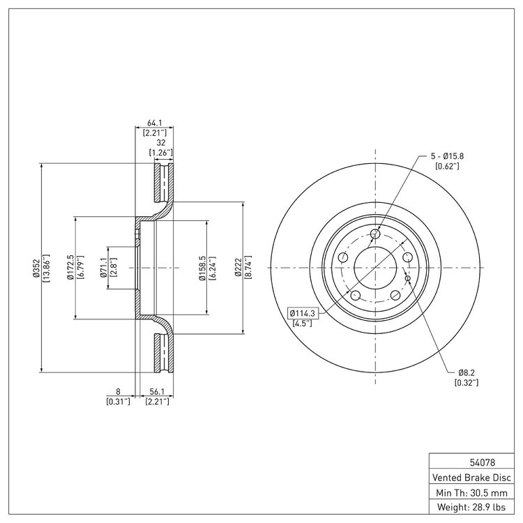 GeoSpec-Coated Rotor, 2015-2020 Ford/Lincoln/Mercury/Mazda, Position: Front