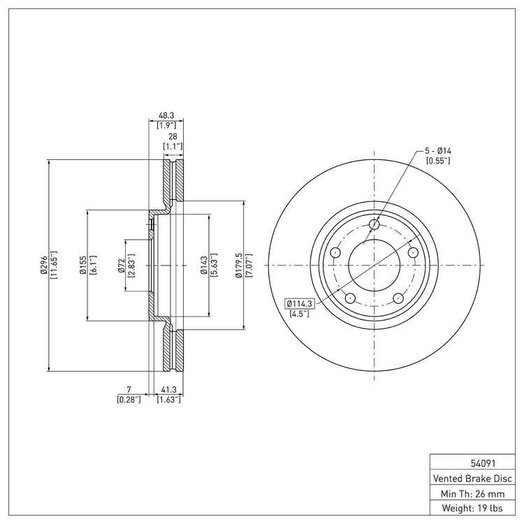 GeoSpec-Coated Rotor, 2007-2008 Ford/Lincoln/Mercury/Mazda, Position: Front