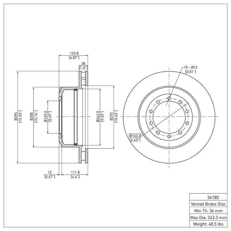 GeoSpec-Coated Rotor, 1999-2015 Ford/Lincoln/Mercury/Mazda, Position: Rear