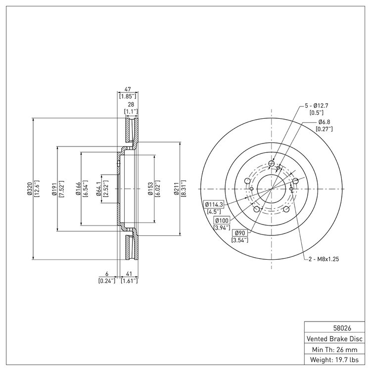 GeoSpec-Coated Rotor, 2014-2020 Acura/Honda, Position: Front