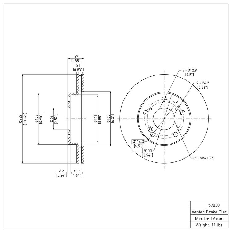 GeoSpec-Coated Rotor, 2002-2015 Acura/Honda, Position: Front