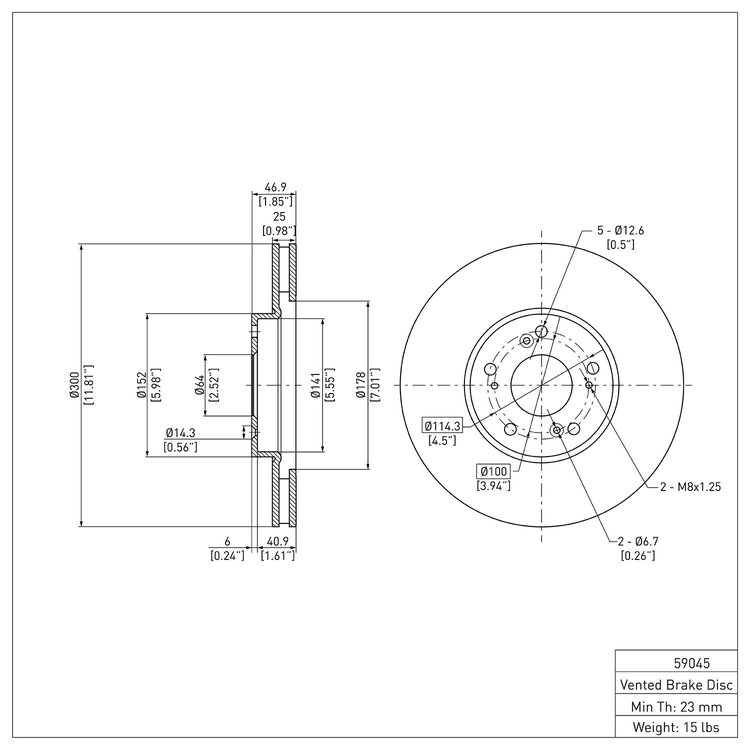GeoSpec-Coated Rotor, 2002-2015 Acura/Honda, Position: Front