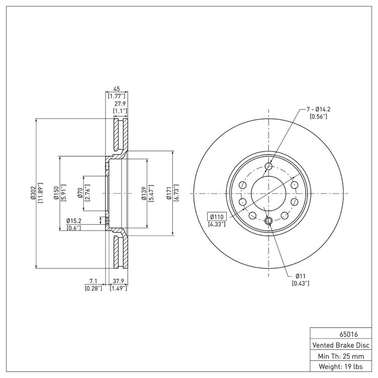 GeoSpec-Coated Rotor, 2003-2011 GM, Position: Front