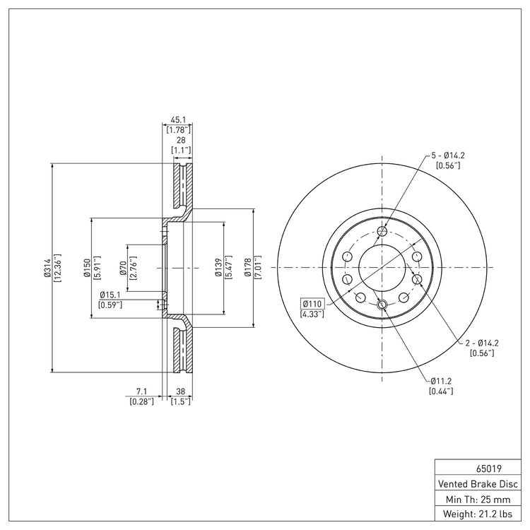 GeoSpec-Coated Rotor, 2003-2011 GM, Position: Front