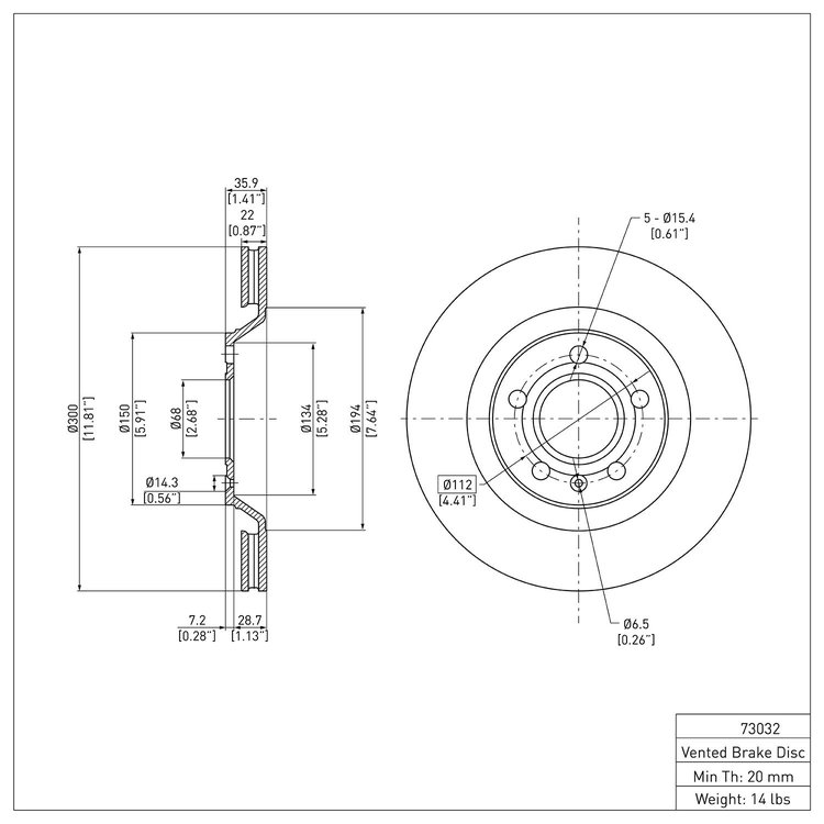 GeoSpec-Coated Rotor, 2004-2009 Audi/Porsche/Volkswagen, Position: Rear