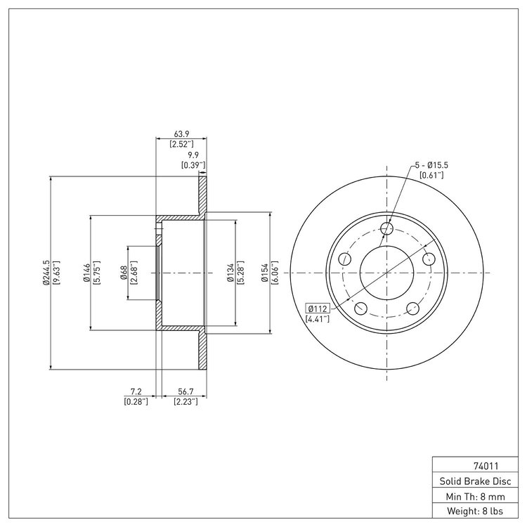 GeoSpec-Coated Rotor, 1992-2005 Audi/Porsche/Volkswagen, Position: Rear