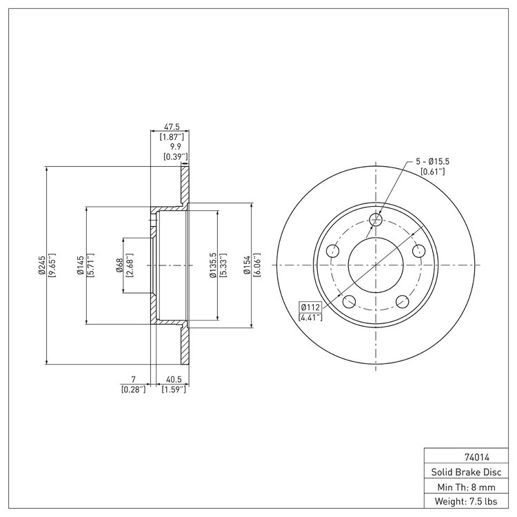 GeoSpec-Coated Rotor, 1996-2005 Audi/Porsche/Volkswagen, Position: Rear