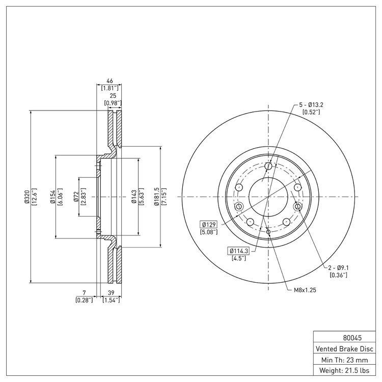 GeoSpec-Coated Rotor, 2006-2007 Ford/Lincoln/Mercury/Mazda, Position: Front