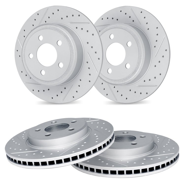 GEO-Carbon Drilled & Slotted Brake Rotor Set, Fits Select Acura/Honda, Position: Rear
