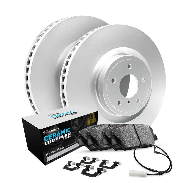 GEO-Carbon Brake Rotor Set w/Euro Ceramic Pads & Hardware, Fits Select BMW, Position: Rear