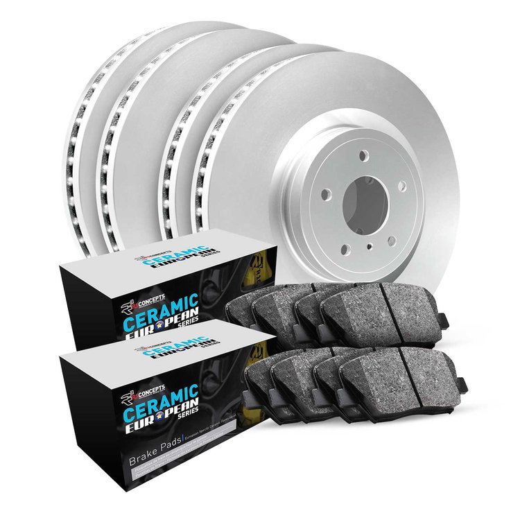 GEO-Carbon Brake Rotor Set w/Euro Ceramic Pads, 2002-2004 Ford/Lincoln/Mercury/Mazda, Position: Front & Rear