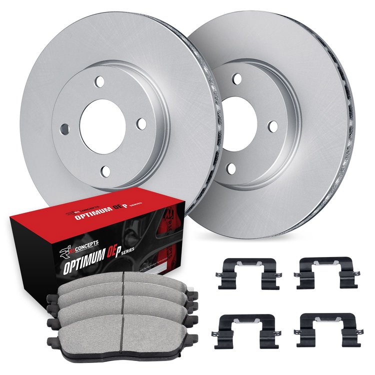 GEO-Carbon Brake Rotors w/5000 Oep Pads & Hardware Kit, 1998-1998 Mitsubishi, Position: Front