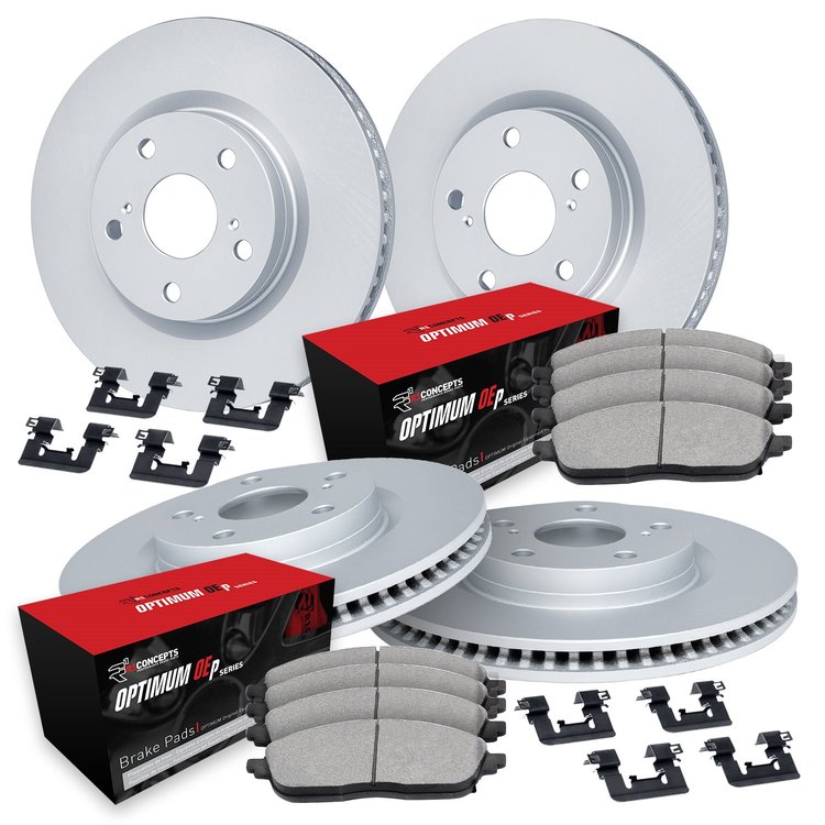 GEO-Carbon Brake Rotor Set w/Optimum OE Pads & Hardware, 2020-2021 Audi/Porsche/Volkswagen, Position: Front & Rear