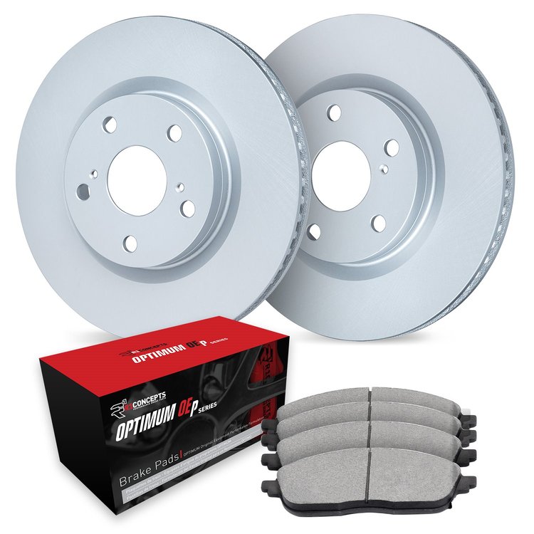 GEO-Carbon Brake Rotor Set w/Optimum OE Pads, Fits Select Kia/Hyundai/Genesis, Position: Front