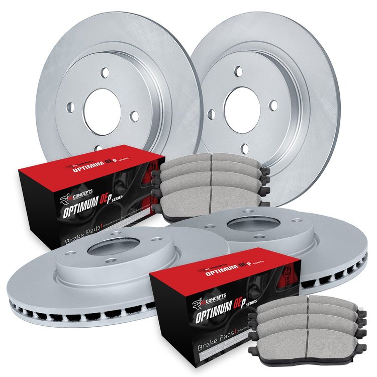 GEO-Carbon Brake Rotor Set w/Optimum OE Pads, 1998-1998 Mitsubishi, Position: Front & Rear