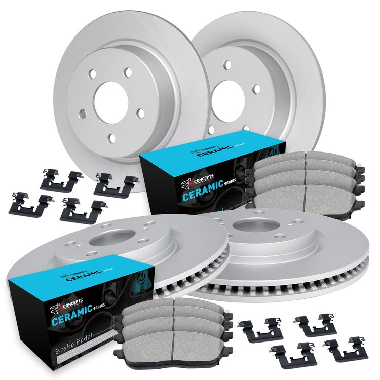 GEO-Carbon Brake Rotor Set w/Ceramic Pads & Hardware, 2016-2017 Kia/Hyundai/Genesis, Position: Front & Rear