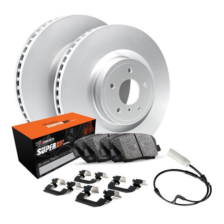 GEO-Carbon Brake Rotor Set w/Super-Duty Pads, Sensor, & Hardware, 2007-2017 Fits Multiple Makes/Models, Position: Front